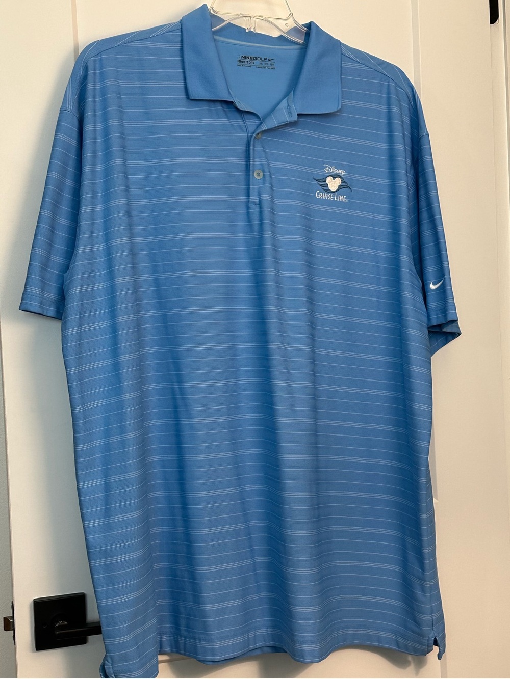 Nike’s Disney Cruise Line Blue/White Striped Polo Shirt